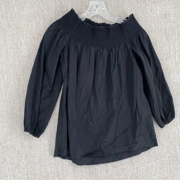 Theory Top Womens Small‎ Black Off Shoulder Babydoll Blouse Long Sleeve - Picture 5 of 10